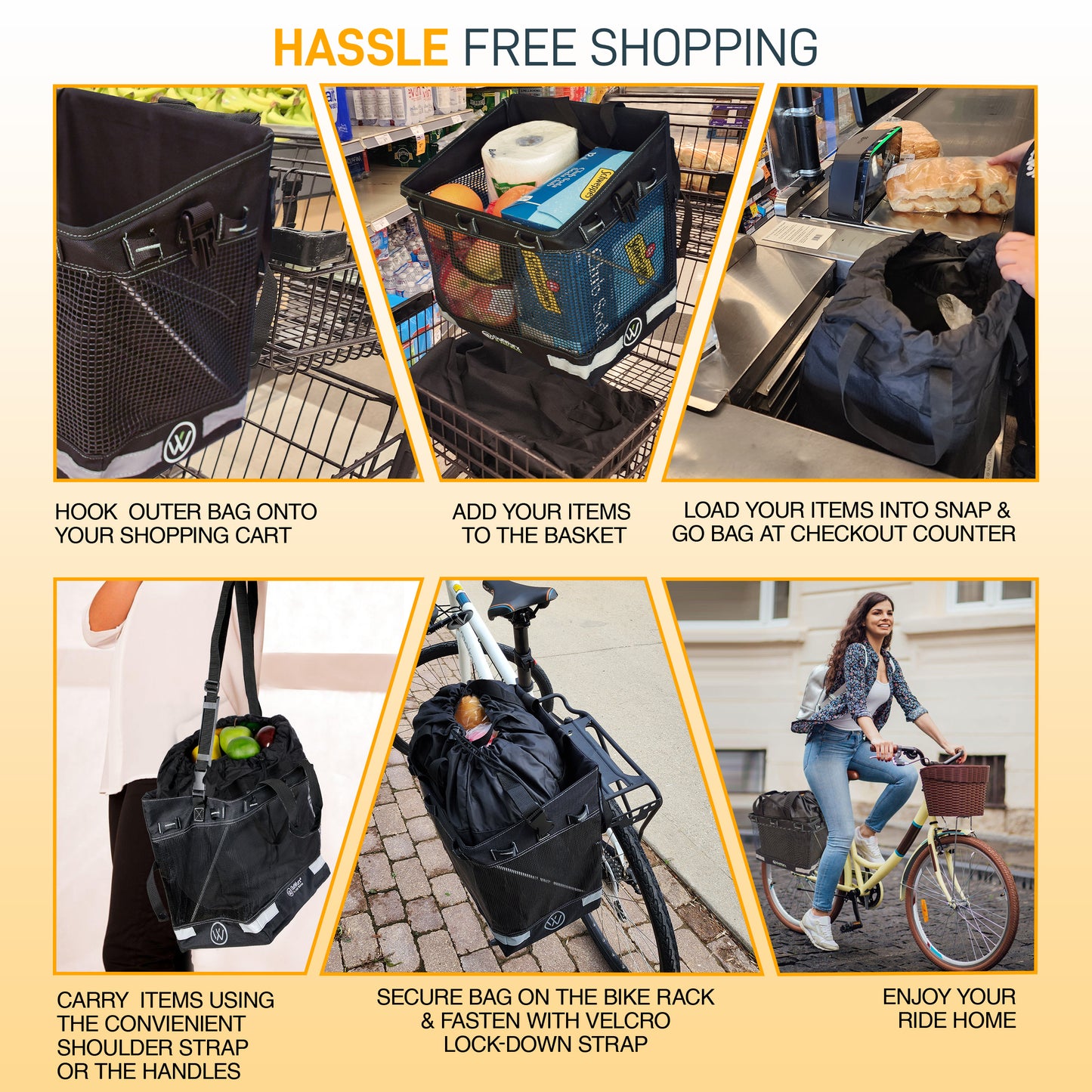 Grocery Pannier for Bicycle or Ebike 2-Pack (45 Liter)