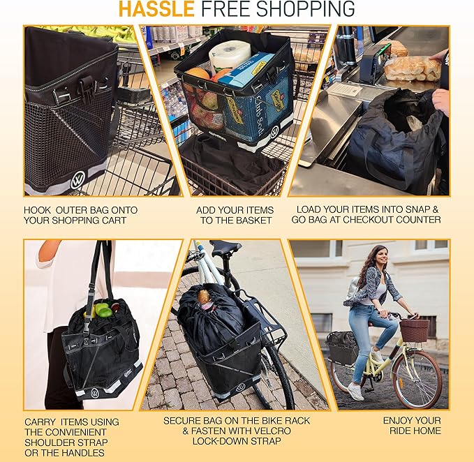 Grocery Pannier for Bicycle or Ebike 1-Pack (22.5 Liter)