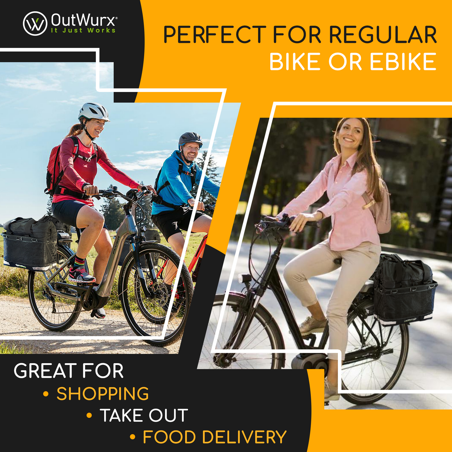 Grocery Pannier for Bicycle or Ebike 2-Pack (45 Liter)