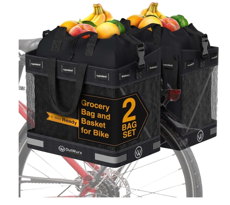 Grocery Pannier for Bicycle or Ebike 2-Pack (45 Liter)