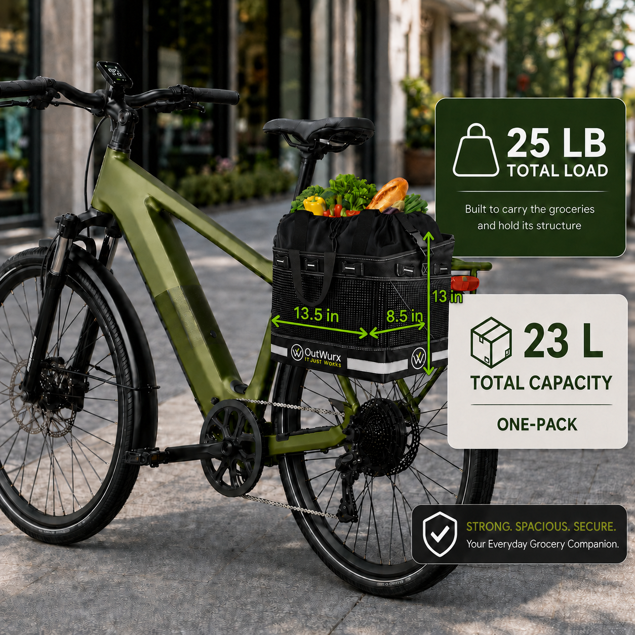 Grocery Pannier for Bicycle or Ebike 1-Pack  (23 Liter)