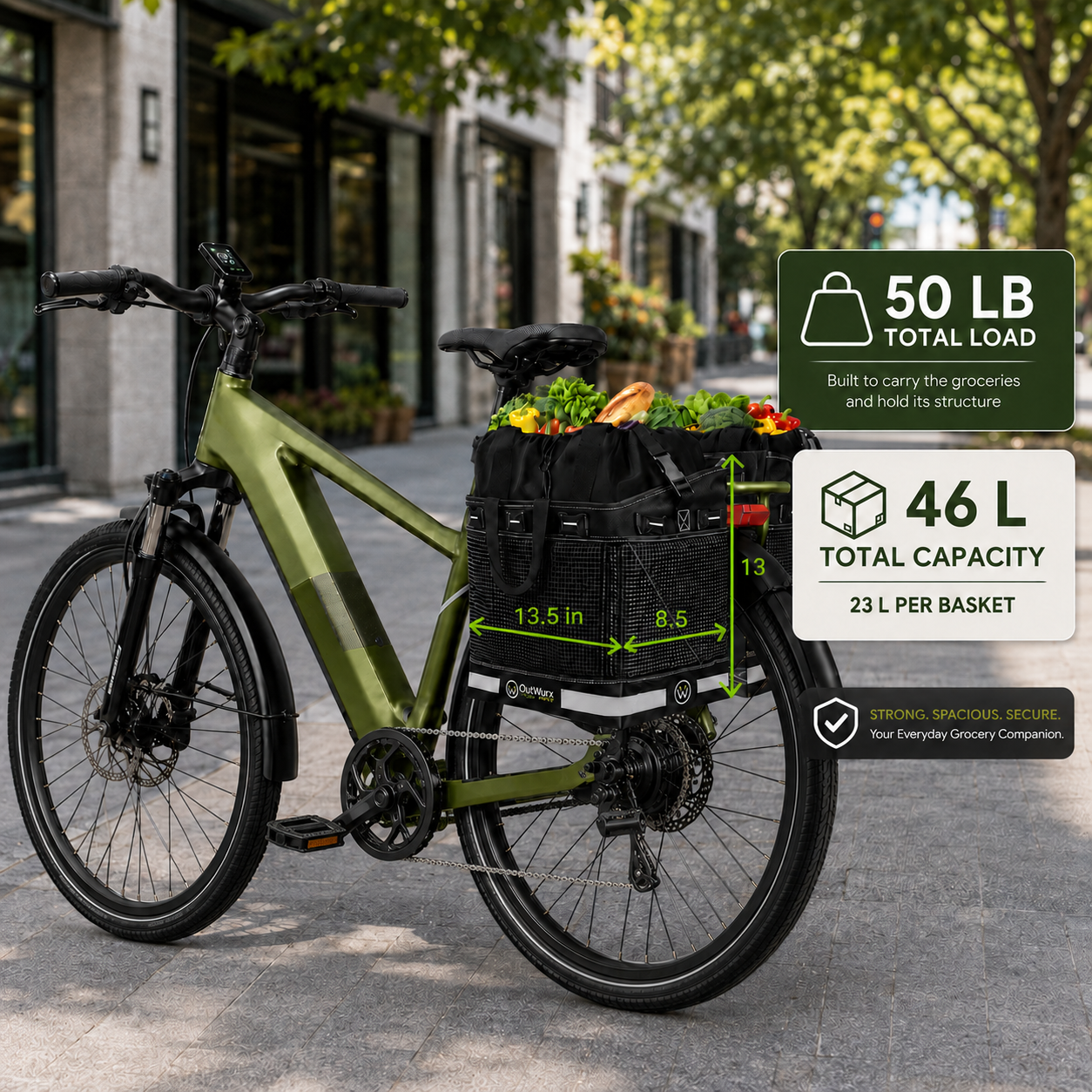 Grocery Pannier for Bicycle or Ebike 2-Pack  (46 Liter)