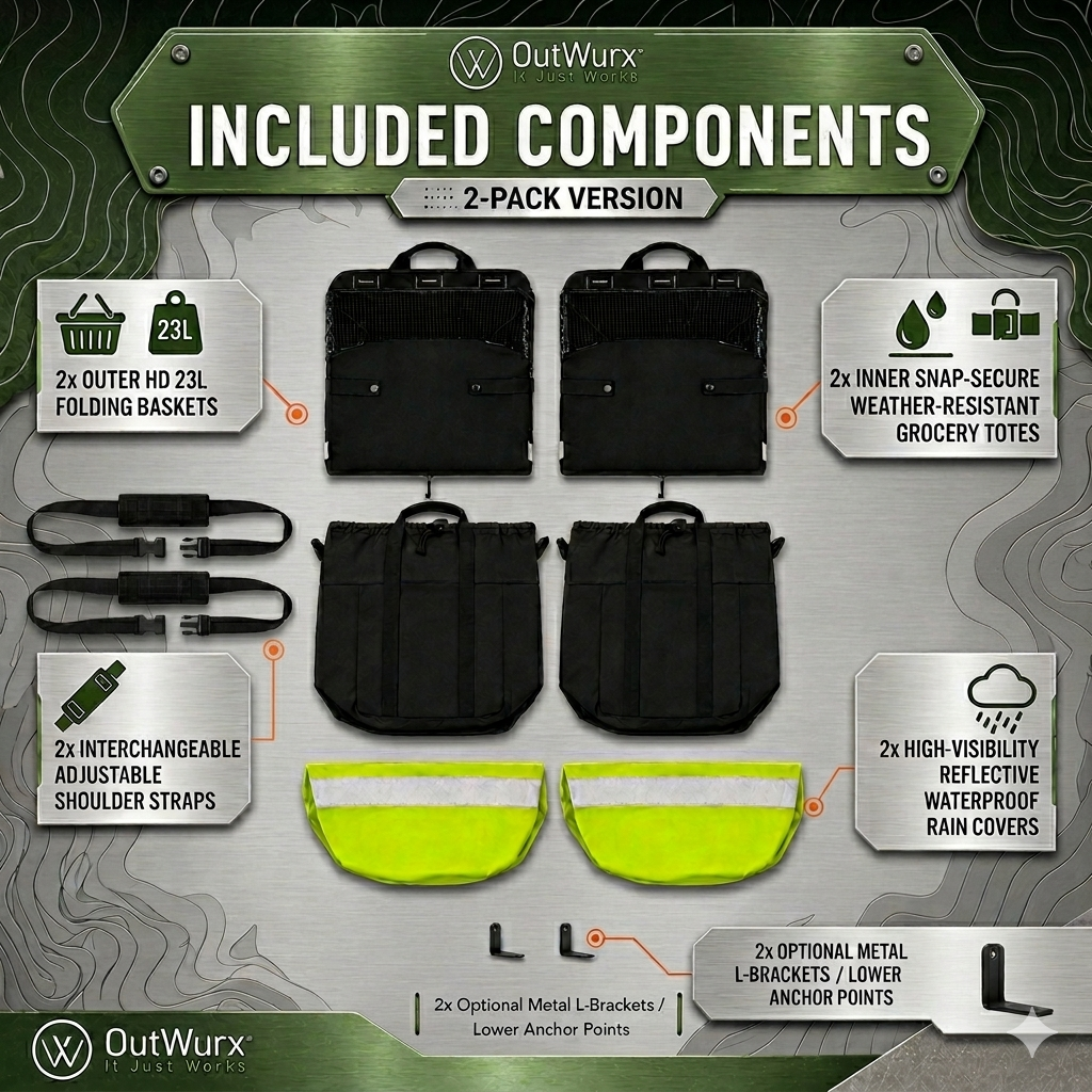 Grocery Pannier for Bicycle or Ebike 2-Pack  (46 Liter)