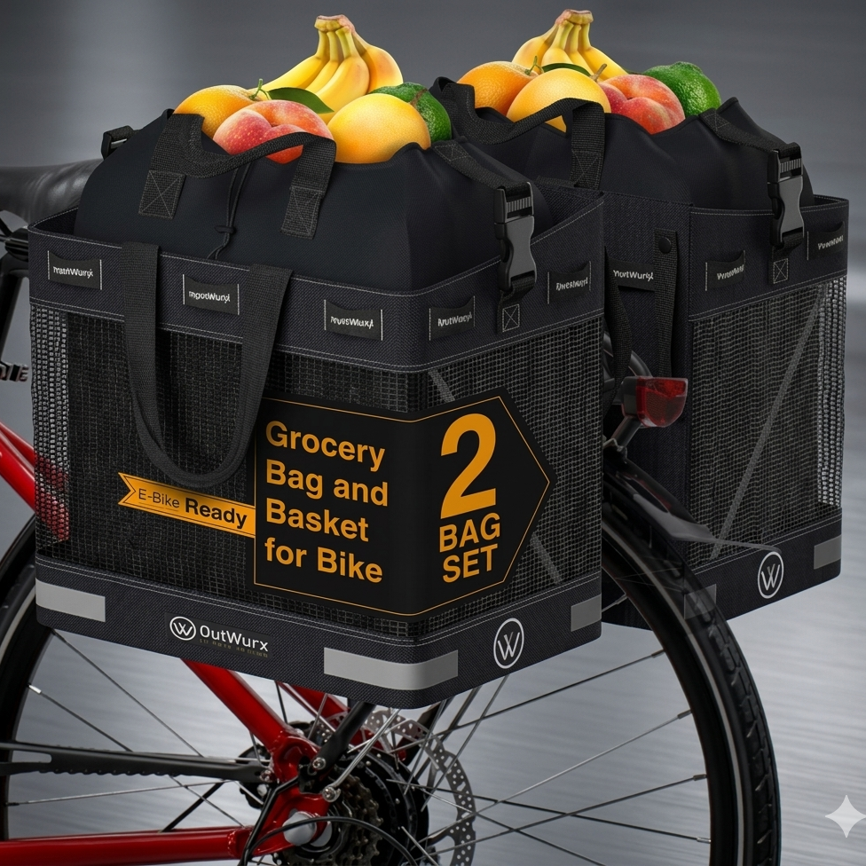 Grocery Pannier for Bicycle or Ebike 2-Pack  (46 Liter)